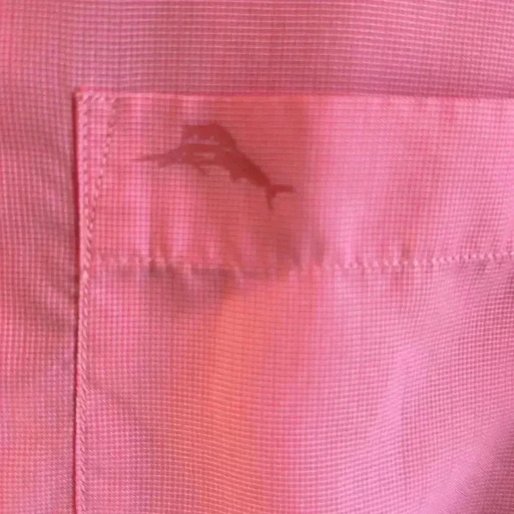 Men’s Tommy Bahama Pink Silk Tropical Button Down Short Sleeve Shirt Size L - Picture 3 of 9
